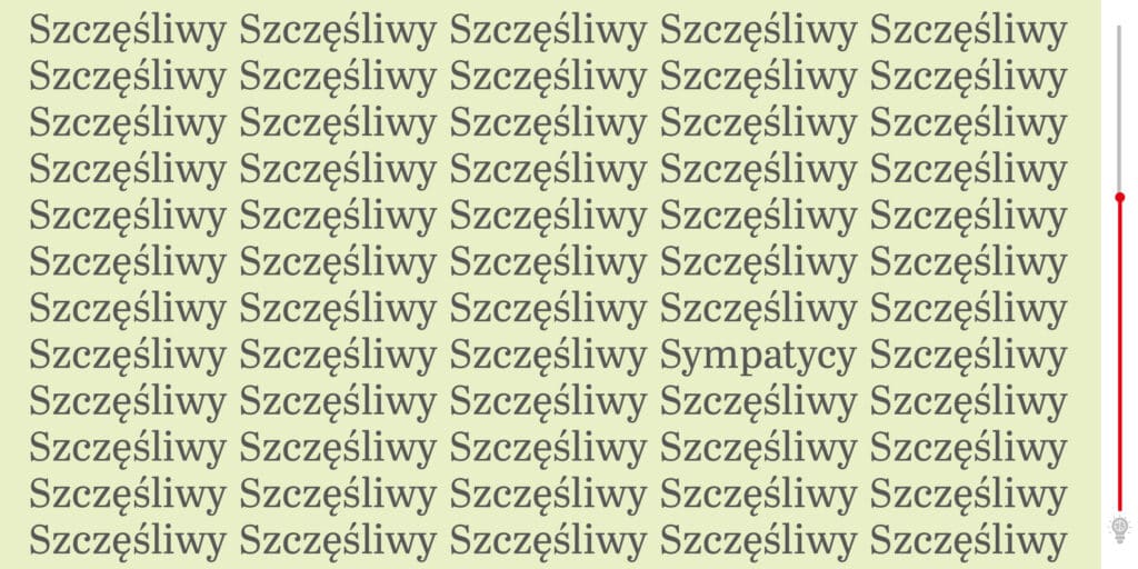 Nowa łamigłówka: Znajdź błąd wśród powtórzeń słowa „Szczęśliwy”!