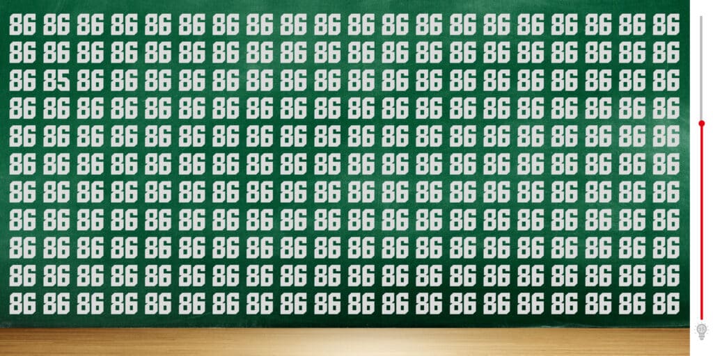 Test wizualnej zagadki: Czy potrafisz znaleźć niepasującą liczbę wśród 86?